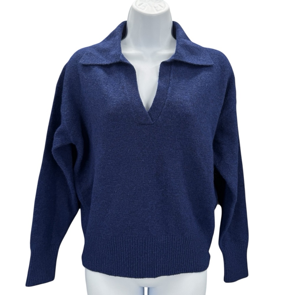 J. Crew V-Neck Collared Sweater In Super Soft Yarn Merino Wool Alpaca Relaxed XS